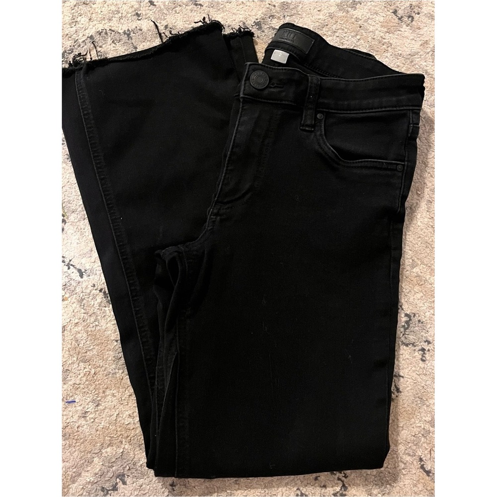 Kut from the Kloth Black Crop Soft Jeans Raw Hem Women 27